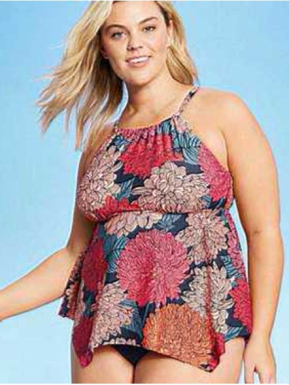 🆕 NWT Kona Sol Navy Floral Tankini Top